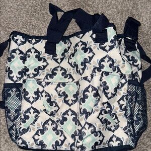 Stylish Navy and Mint Patterned Tote Bag